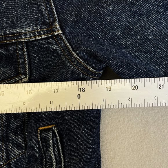 Eddie Bauer Jean Jacket Womens Medium M Blue Cotton‎ Denim Cropped Short Collar - Picture 5 of 9